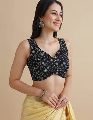 Black embroidered silk blouse 3