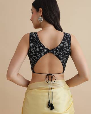 Black embroidered silk blouse 4