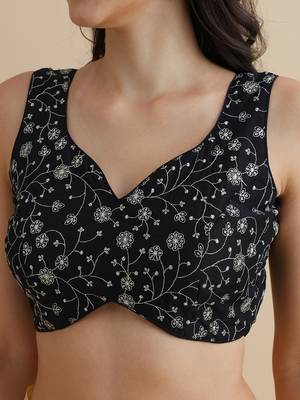 Black embroidered silk blouse 5