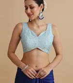 Light blue embroidered silk blouse