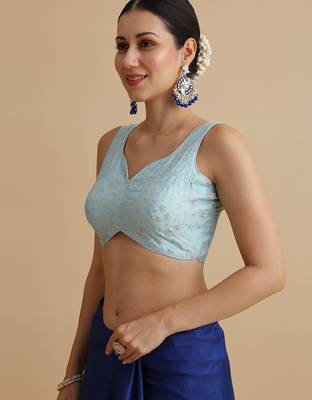Light blue embroidered silk blouse 2
