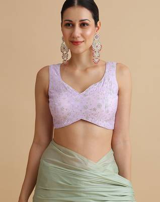 Lilac embroidered silk blouse 1