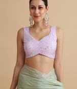 Lilac embroidered silk blouse