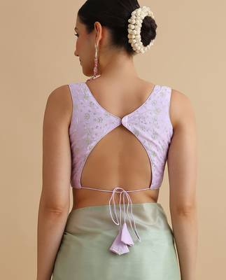 Lilac embroidered silk blouse 3