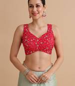 Light red embroidered silk blouse