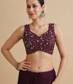 Maroon embroidered silk blouse