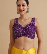 Purpleembroidered silk blouse