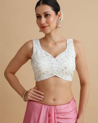 White embroidered silk blouse 1