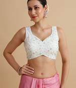 White embroidered silk blouse