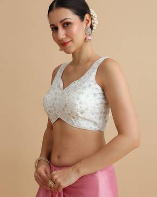 White embroidered silk blouse 2