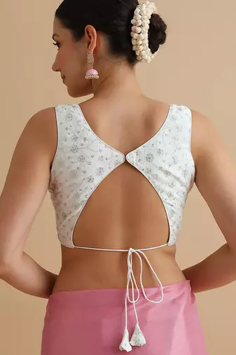 White embroidered silk blouse