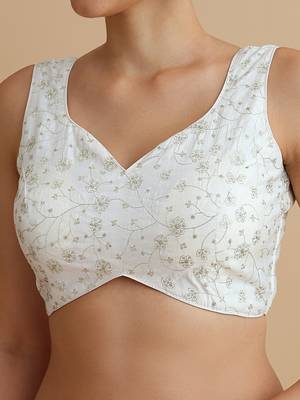 White embroidered silk blouse 4