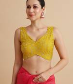 Yellow embroidered silk blouse
