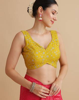 Yellow embroidered silk blouse 2