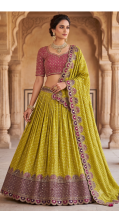 Bandhani Print Lehenga Choli with Embroidered Border and Dupatta 1