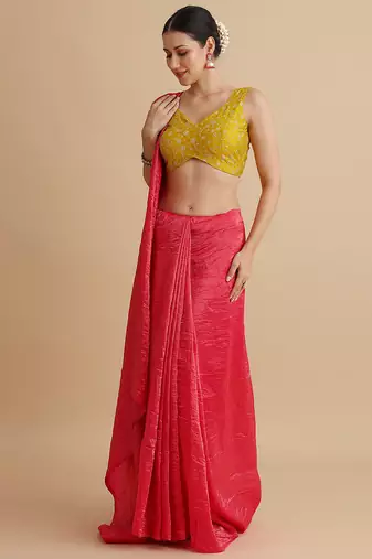 Yellow embroidered silk blouse