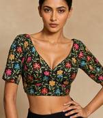 Black heavy embroidered designer blouse