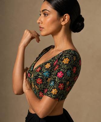 Black heavy embroidered designer blouse 2