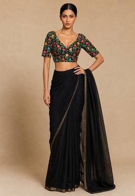 Black heavy embroidered designer blouse 4
