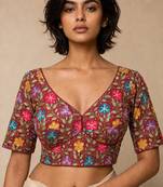 Maroon heavy embroidered designer blouse