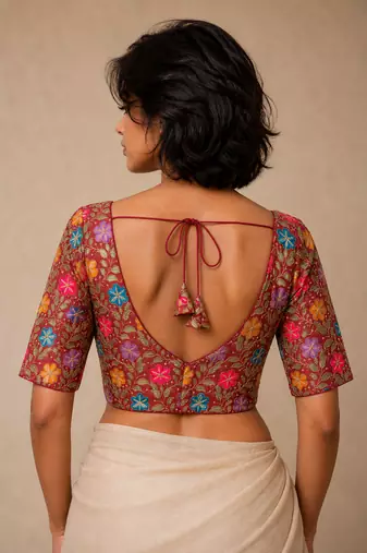 Maroon heavy embroidered designer blouse