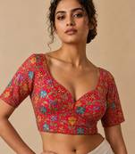 Pink heavy embroidered designer blouse