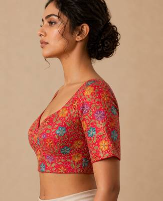 Pink heavy embroidered designer blouse 2