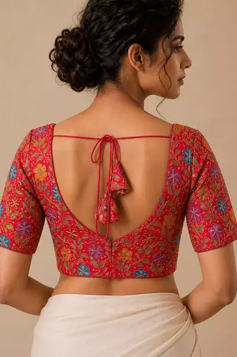 Pink heavy embroidered designer blouse