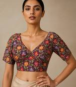 Purple heavy embroidered designer blouse