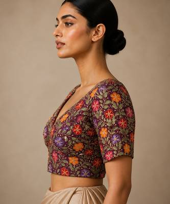 Purple heavy embroidered designer blouse 2