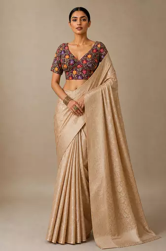 Purple heavy embroidered designer blouse