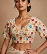 White heavy embroidered designer blouse