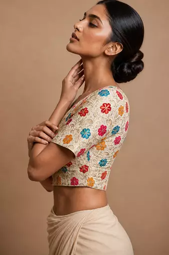 White heavy embroidered designer blouse