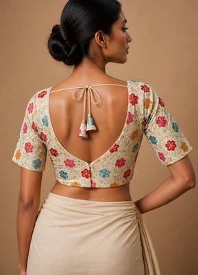 White heavy embroidered designer blouse 3
