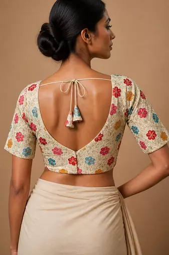 White heavy embroidered designer blouse