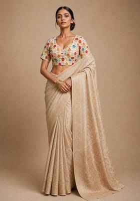 White heavy embroidered designer blouse 4