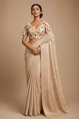 White heavy embroidered designer blouse
