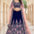NAVY BLUE VELVET PARTY WEAR EMBROIDERY LEHENGA CHOLI