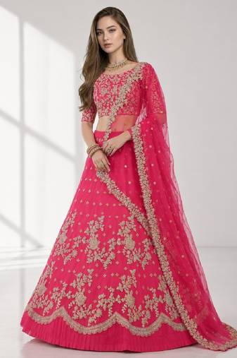 PINK SEQUINS & EMBROIDERED NET FESTIVAL LEHENGA CHOLI SET