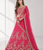 PINK  SEQUINS & EMBROIDERED NET FESTIVAL LEHENGA CHOLI SET FOR WOMEN'S