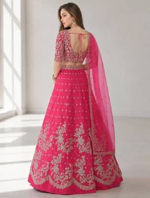PINK  SEQUINS & EMBROIDERED NET FESTIVAL LEHENGA CHOLI SET FOR WOMEN'S 2