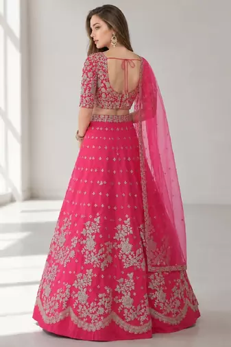 PINK  SEQUINS & EMBROIDERED NET FESTIVAL LEHENGA CHOLI SET FOR WOMEN'S