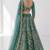 TURQUOISE  SEQUINS & EMBROIDERED NET FESTIVAL LEHENGA CHOLI SET FOR WOMEN'S