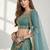 TURQUOISE  SEQUINS & EMBROIDERED NET FESTIVAL LEHENGA CHOLI SET FOR WOMEN'S