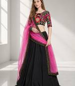 BLACK  SEQUINS & EMBROIDERED VELVET FESTIVAL LEHENGA CHOLI SET FOR WOMEN'S
