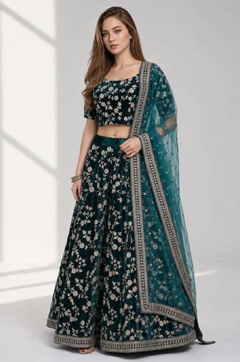 RAMA SEQUINS & EMBROIDERED VELVET FESTIVAL LEHENGA CHOLI SET