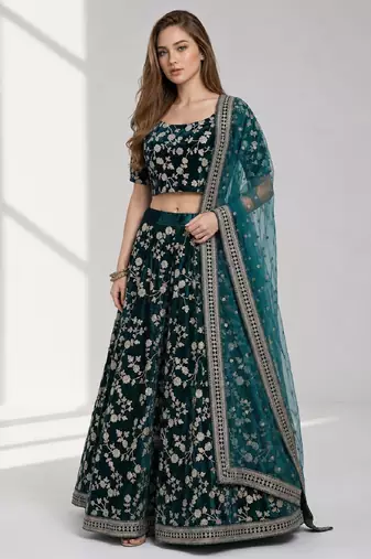 RAMA  SEQUINS & EMBROIDERED VELVET FESTIVAL LEHENGA CHOLI SET FOR WOMEN'S