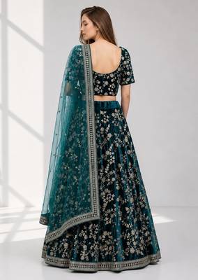 RAMA  SEQUINS & EMBROIDERED VELVET FESTIVAL LEHENGA CHOLI SET FOR WOMEN'S 2