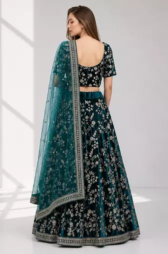 RAMA  SEQUINS & EMBROIDERED VELVET FESTIVAL LEHENGA CHOLI SET FOR WOMEN'S
