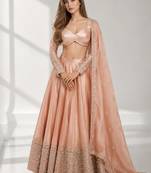 dusty coral sequins zari embroidered lehenga set choli